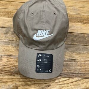 Nike Men's Khaki Club Cap with White Swoosh